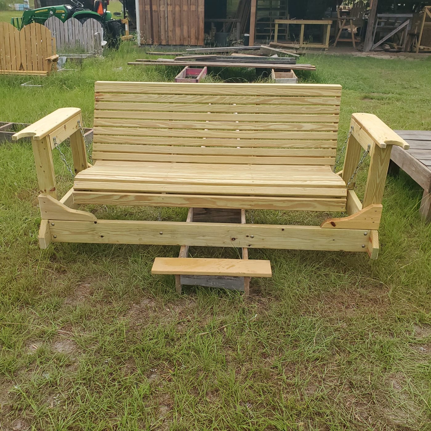 Wooden outdoor glider
